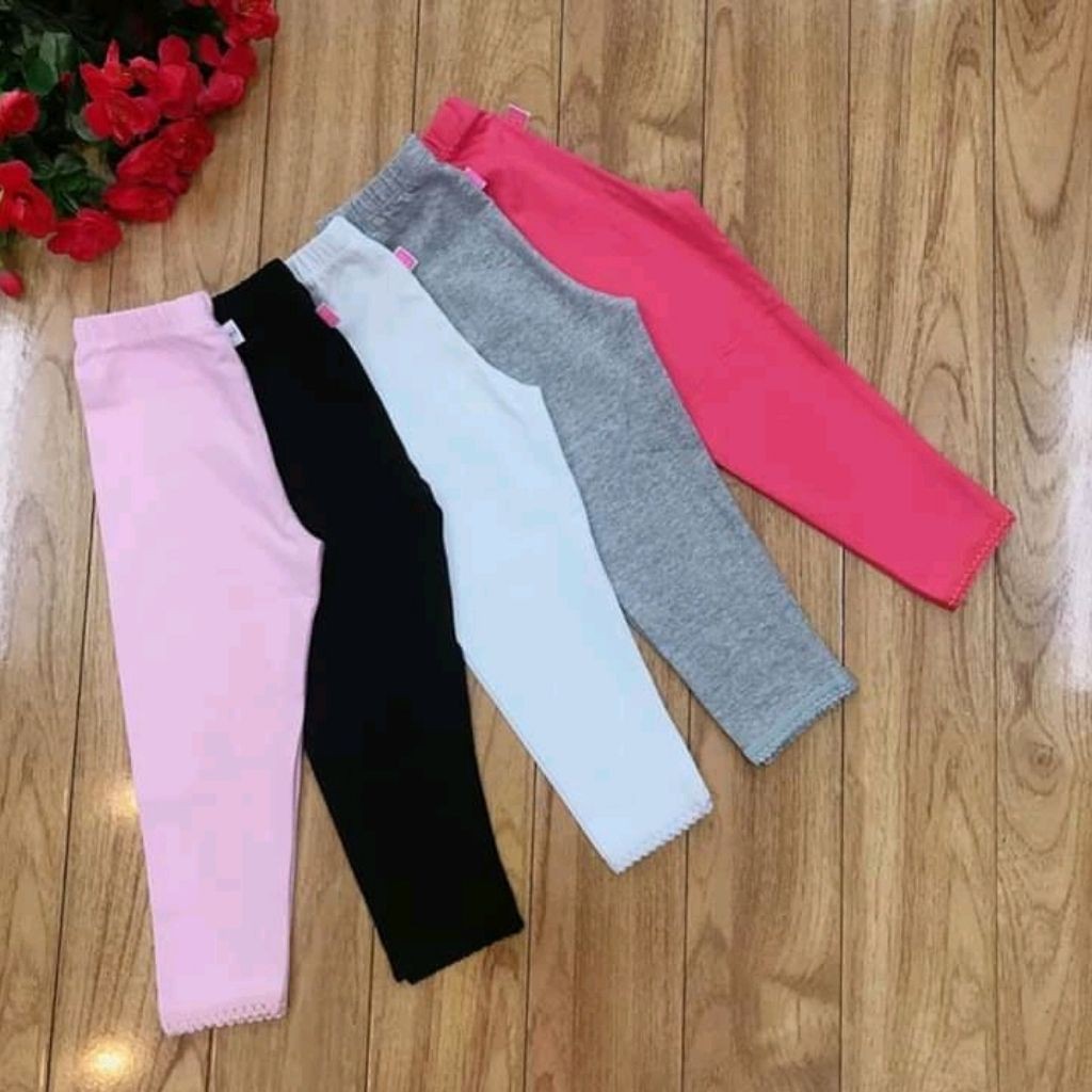 Quần Legging Thu Đông Bé Gái Thun Ôm Co Giãn 4 chiều phối ren từ 8-20kg