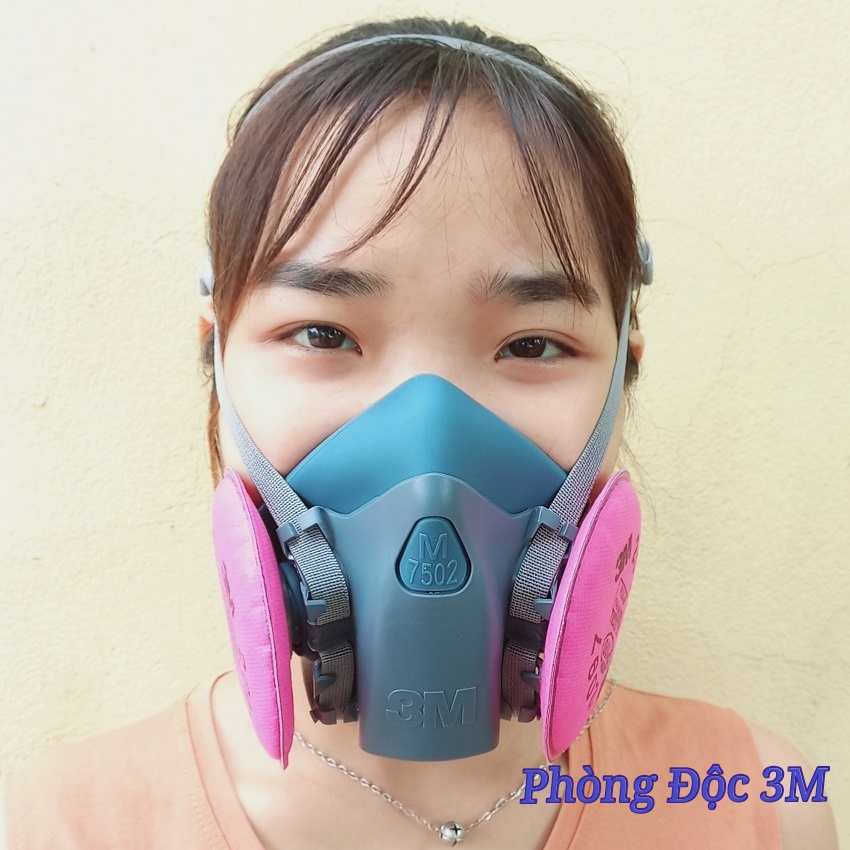 Khẩu Trang Chống Khói Bụi hàn Xì 3M 7502,Mặt Nạ Chống Độc 3M Chống Bụi Mịn Nhà Máy Đeo Nhẹ Nhàng Dễ Thở