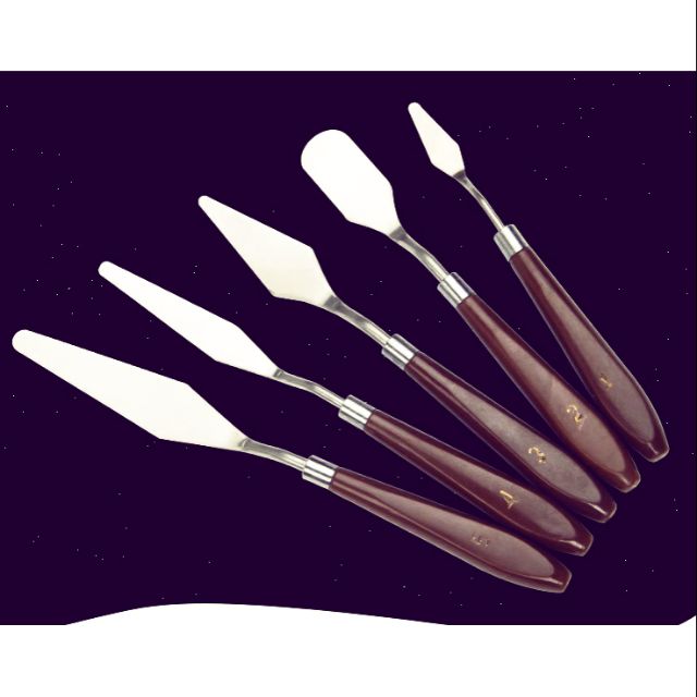 Bộ 5 bay vẽ cán nâu chất lượng, bay vẽ có cán chắc chắn và nhẹ