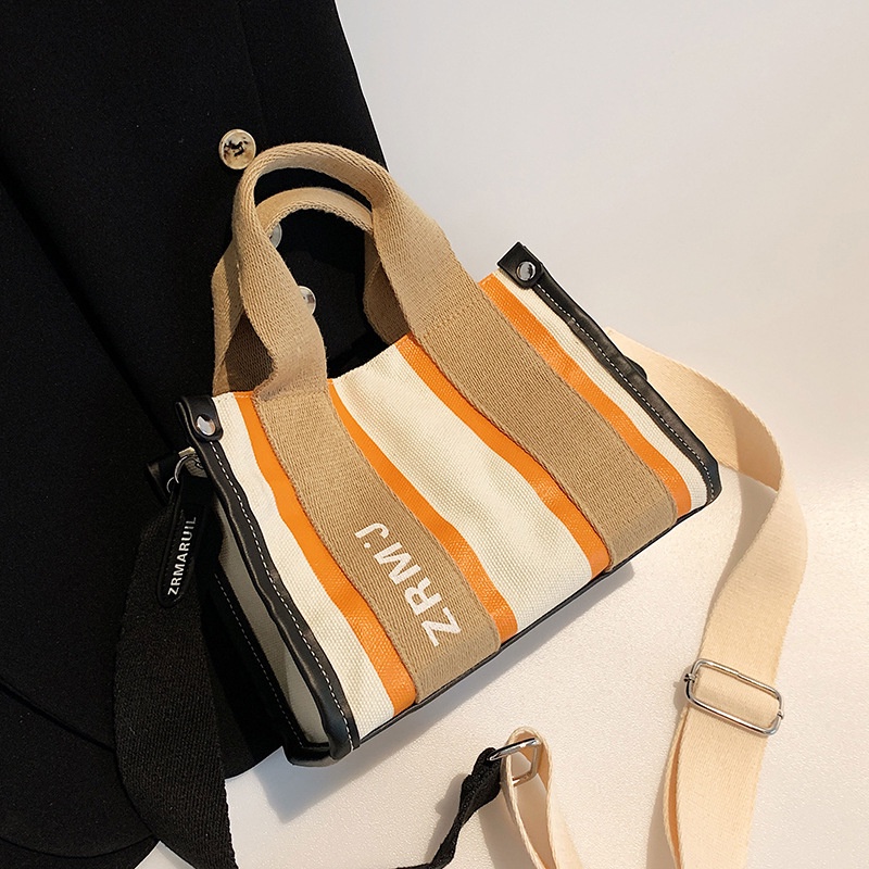 Túi Đeo Chéo canvas Màu Sắc Tương Phản Thời Trang Cho Nữ