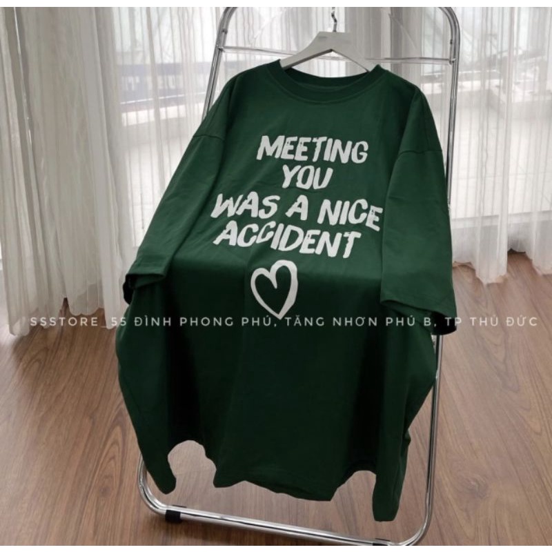 Áo Thun Tay Lỡ Meeting You Trái Tim -CAMNHUNG Áo Thun Nam Nữ Unisex Hot Hit