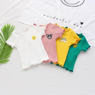 Áo Thun Tay Ngắn Thêu Hoa Cho Bé Gái