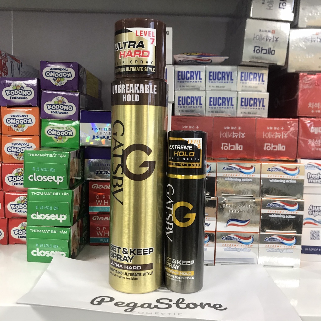 Keo xịt giữ nếp tóc GATSBY Extreme Hold 66ml Keo sịt tóc siêu cứng Ultra Hard 250ml