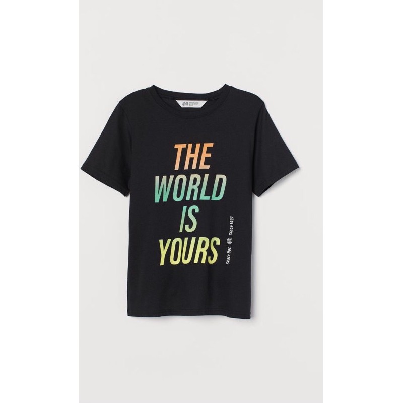 Áo phông bé lớn The world is yours săn sale Uk sz  10-12y