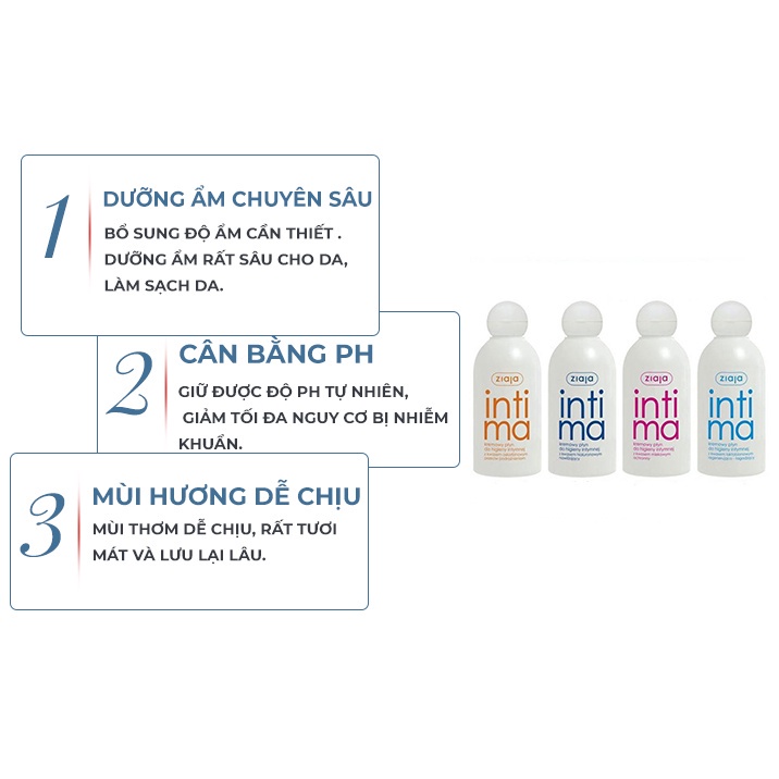 Dung dịch vệ sinh phụ nữ intima ziaja làm sạch chống khô cân bằng pH ngừa vi khuẩn gây mùi - Chai 200ml DD02