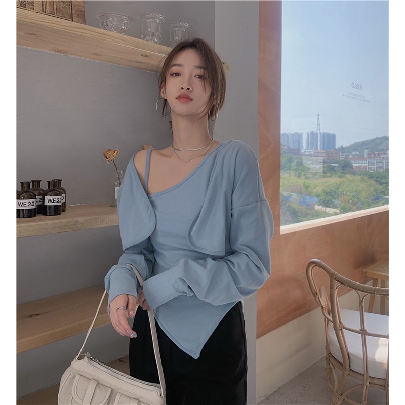 Set áo khoác cardigan tay dài dáng rộng ngắn và áo kiểu không tay phong cách Hàn Quốc thời trang dành cho nữ