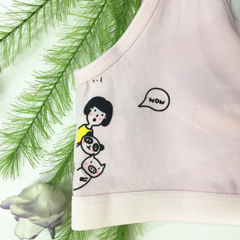 Áo Ngực Cotton Thoáng Khí Đính Nơ Họa Tiết Hoạt Hình Dễ Thương Thời Trang Mùa Hè Cho Bạn Gái