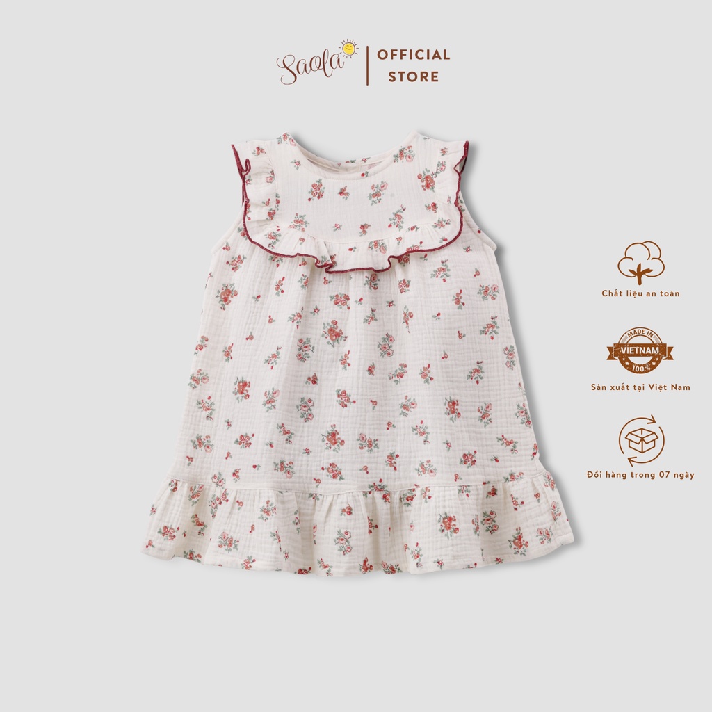 Váy Bé Gái Phối Bèo Chất Liệu Muslin Thoáng Mát Mềm Mịn - DRM019 - CAMELLIA DRESS - SAOLA KIDS CLOTHING