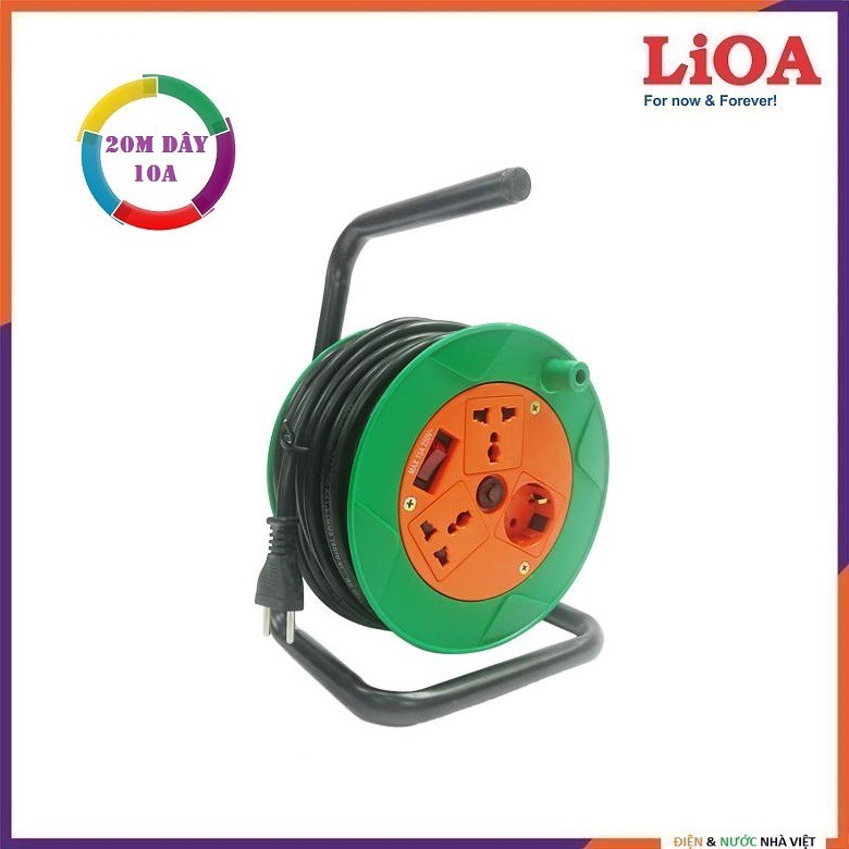 Ổ CẮM LIOA QN20-2-10A & QN20-2-15A ĐA NĂNG QUAY TAY ( 10A & 15A - 20m DÂY ) - KIỂU RULO - NẮP CHE AN TOÀN