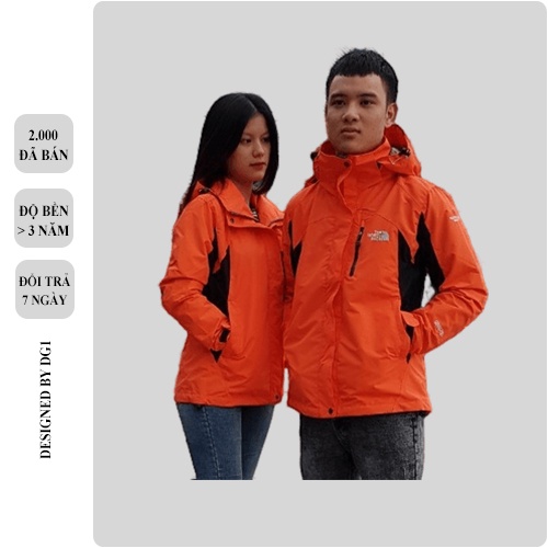 Áo Khoác The North Face, Hàng Cao Cấp 2 Lớp, Mũ Tháo Rời, Chống Mưa,Chính Hãng, Áo Gió, Có Khóa Phát Quang, Thoát Khí