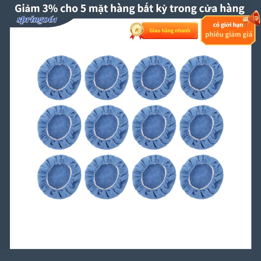 Spring061 12pcs Car Polishing Bonnets 5‑5.7in Microfiber Soft Strong Adsorption Buffing Pad Cover for Polisher