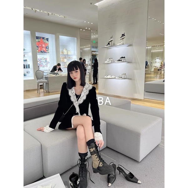 Áo Vest Nhung phối ren QC