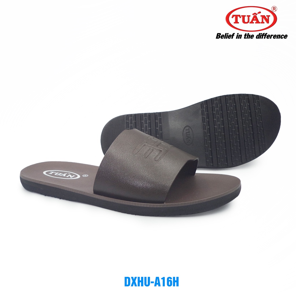 Dép da nam - Dép bảng ngang quai da bò tự nhiên thương hiệu dép da Tuấn DXHU-16H