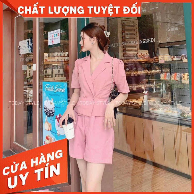 HÀNG CAO CẤP -  Set Bộ Áo Vest Phối 2 Nút Cài & Quần Ngắn Trẻ Trung Hiện Đại Phù Hợp Công Sở, Dự Tiệc - Nàng Thơ's Shop 