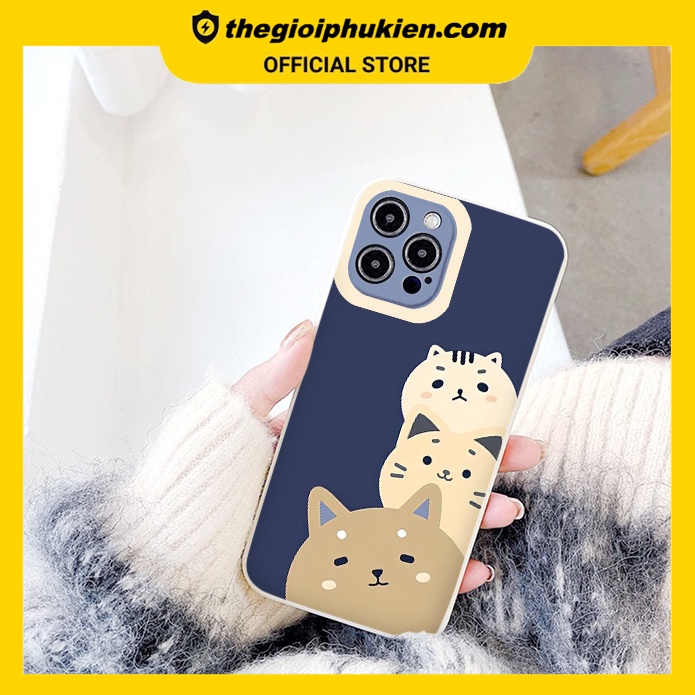 Ốp iphone - Ốp lưng iphone cạnh vuông ba con mèo dành cho ip 6 đến 14promax - ng257