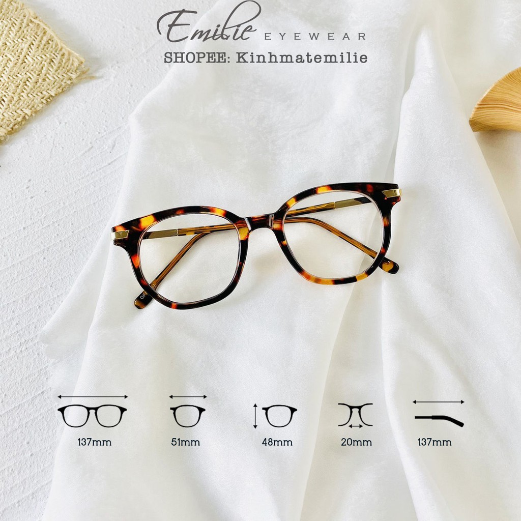 Gọng kính nhựa vuông bản dày chắc chắn Emilie eyewear phụ kiện thời trang of2431