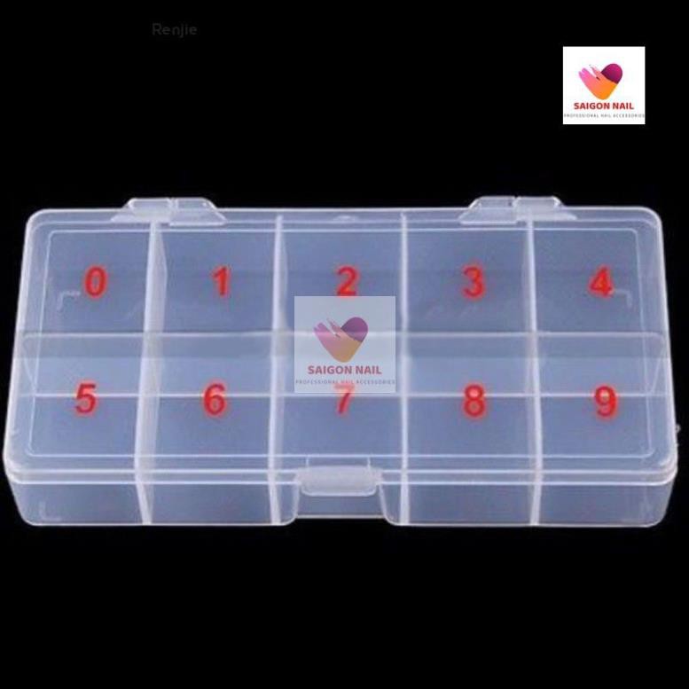 Hộp nhựa 10 ngăn dùng đựng đá trang trí móng tay đa dụng
