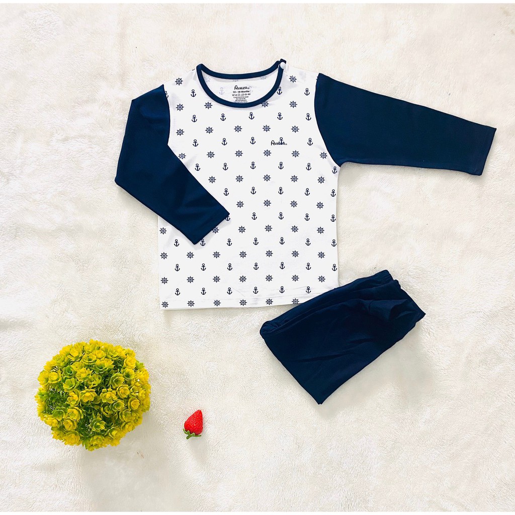 💥10 mẫu💥Bộ dài tay Avaler cho bé xanh,hồng,ghi 7-15kg