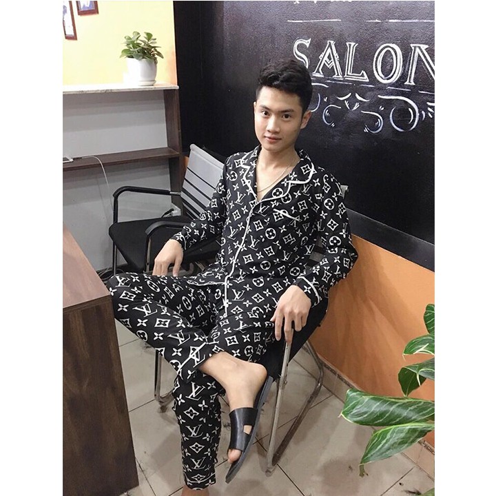 Bộ Đồ Ngủ Pijama Dài Tay Chất Lụa Họa Tiết Cực Đẹp