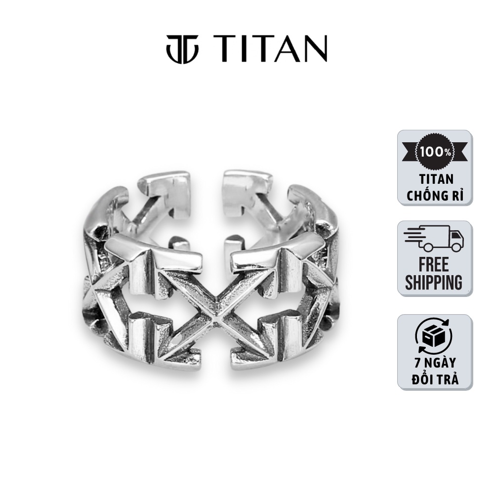 Nhẫn Nam Nữ Off White Thời Trang Freesize, Họa Tiết Mũi Tên HipHop Bụi Bặm Cá Tính, Màu Bạc 925 Ring Unisex TITAN SHOP