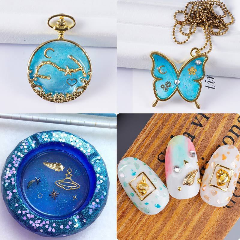 Bộ Phụ Kiện Làm Trang Sức Hình Vỏ Sò / Ngôi Sao / Mặt Trăng Màu Vàng