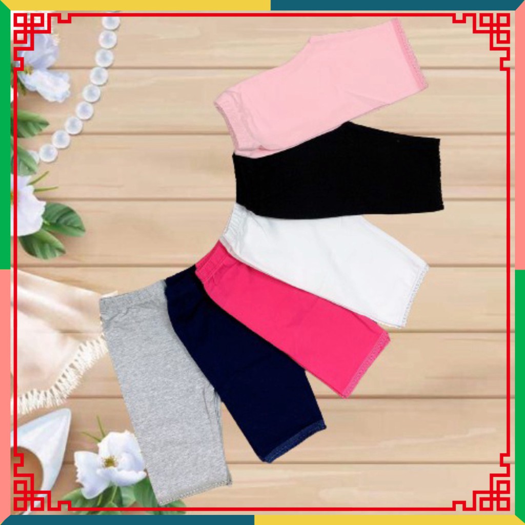 Quần legging lửng bé gái combo 3c thun cotton xuất co giãn mềm 9-20kg