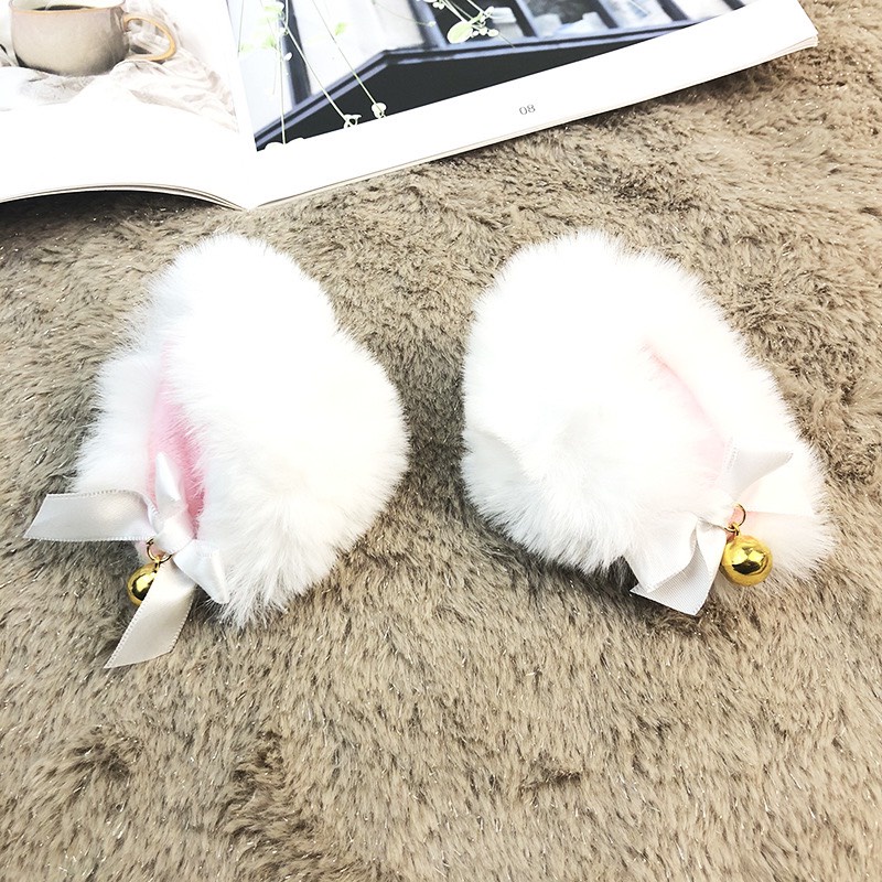 Băng đô cài tóc bờm tai mèo có chuông phong cách Hàn Quốc cho nữ