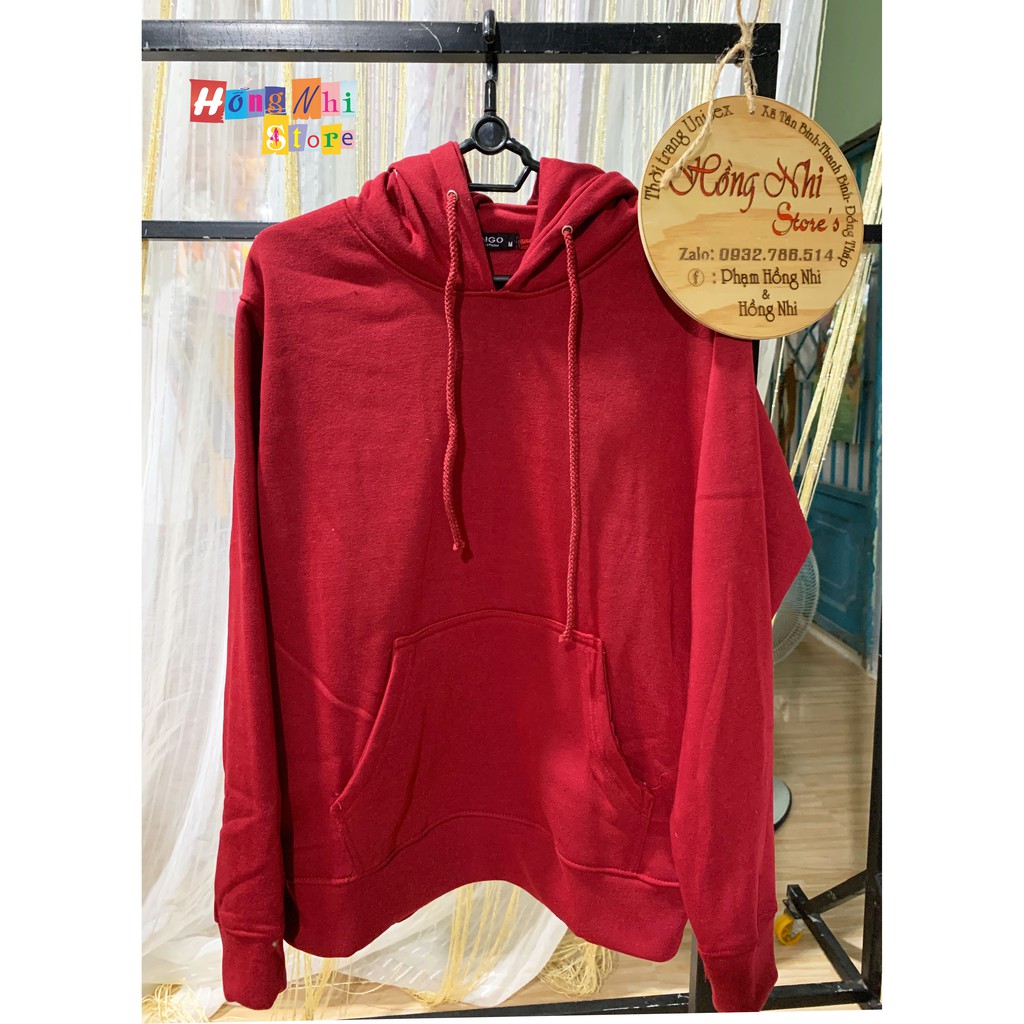 Áo Hoodie Trơn Màu Đỏ Đô Cao Cấp Dáng Rộng Unisex Nam Nữ Mặc Được - MM