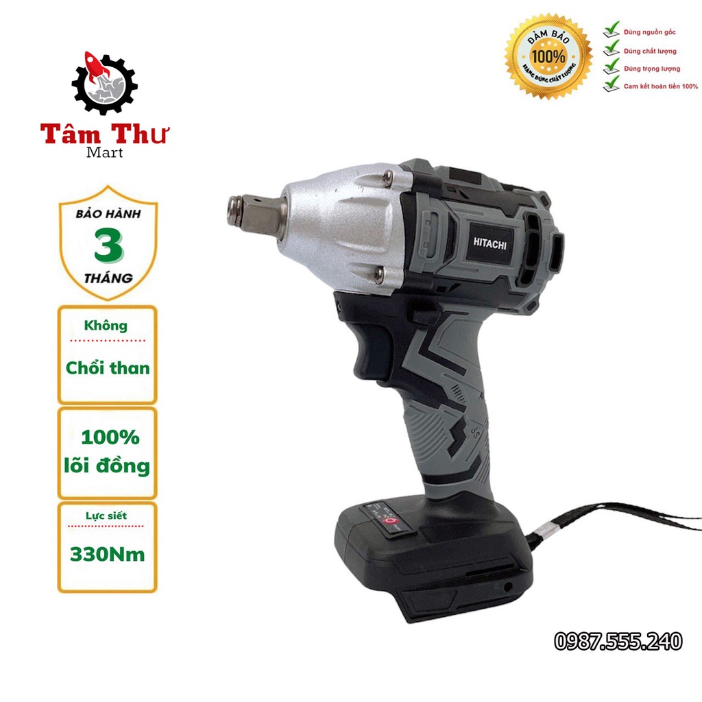 Máy Siết bulong, bắt vit Dùng Pin 198V Hitachi Không Chổi Than