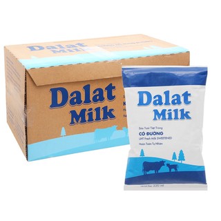 Thùng 48 Bịch Sữa Tươi Tiệt Trùng Dalat Milk Đủ Vị 220ml