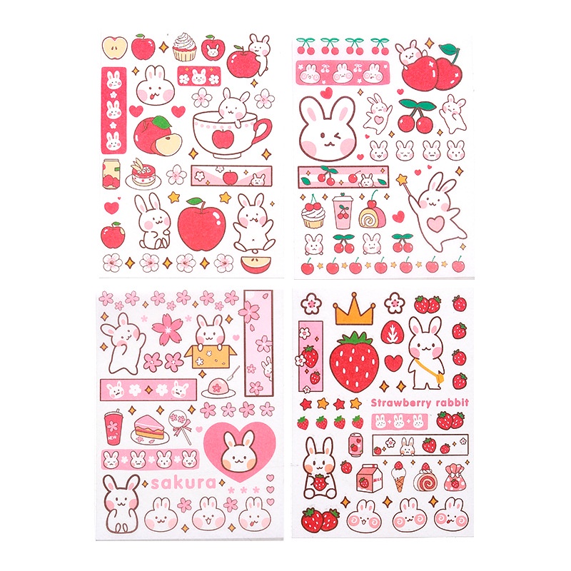 Sticker cute dán trang trí dễ thương túi 4 tấm hình với hàng trăm nhãn dán cưng xỉu