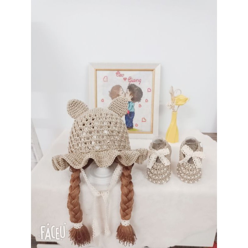 set giày mũ cho bé 0-12 tháng