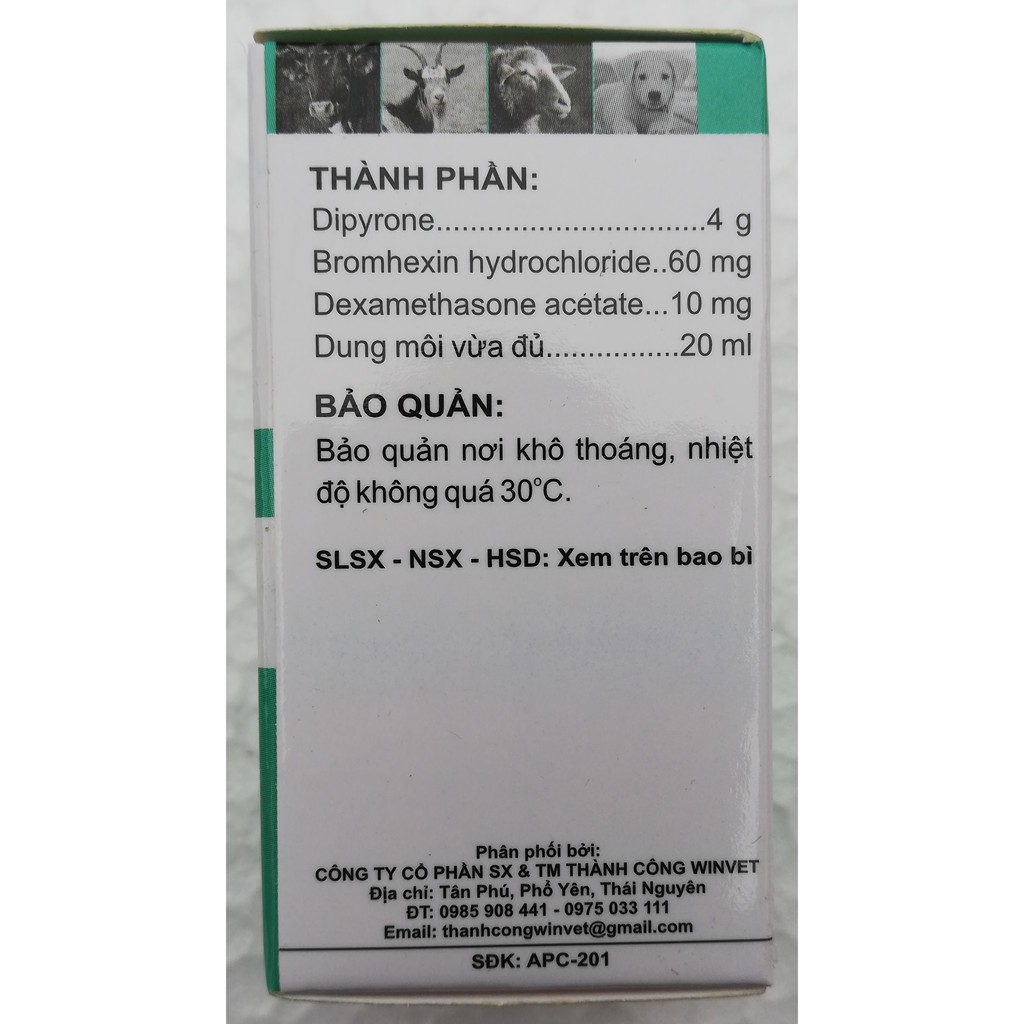 1 lọ HEXIN 20ml Long đờm, thông phế quản, giảm ho, kháng viêm dùng tốt cho gia súc, gia cầm, chó mèo, gà chọi, chim