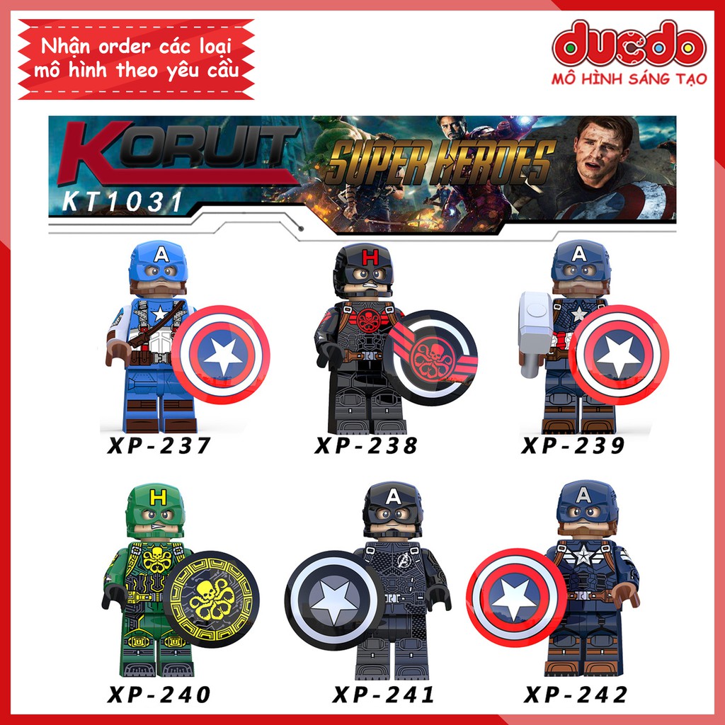 Minifigures các mẫu nhân vật Captain America tuyệt đẹp - Đồ Chơi Lắp Ghép Xếp Hình Mini Mô hình Iron Man KORUIT KT1031