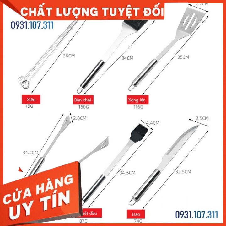 Bộ dụng cụ nấu ăn chuyên dụng, có túi bọc. Bộ BBQ dễ dàng lưu trữ cho picnic, phượt, du lịch, nướng ở sân vườn tại gia.