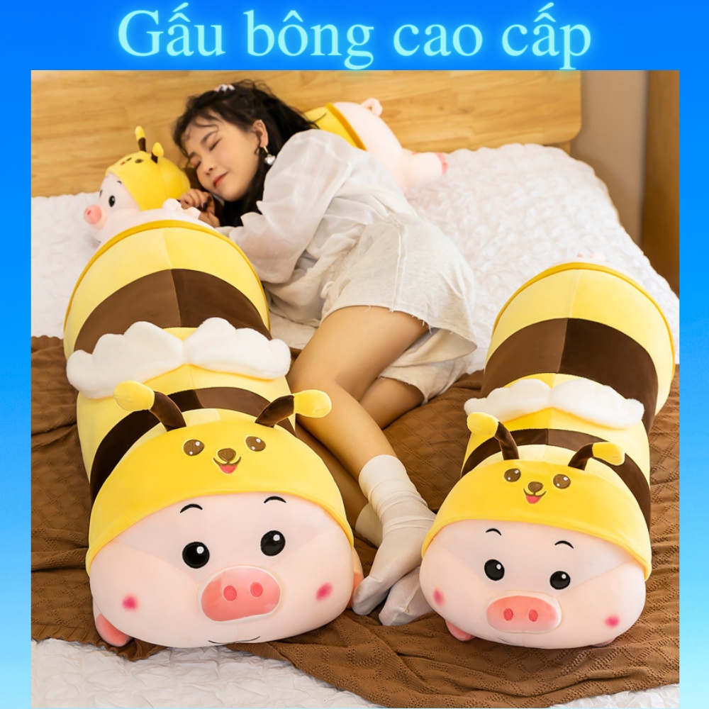 Gấu bông to Lợn Ong 🛡𝑯𝒂̀𝒏𝒈 𝑪𝒂𝒐 𝑪𝒂̂́𝒑🛡, gối ôm hình thú nhồi bông Heo biến hình Ong siêu cute mềm mịn