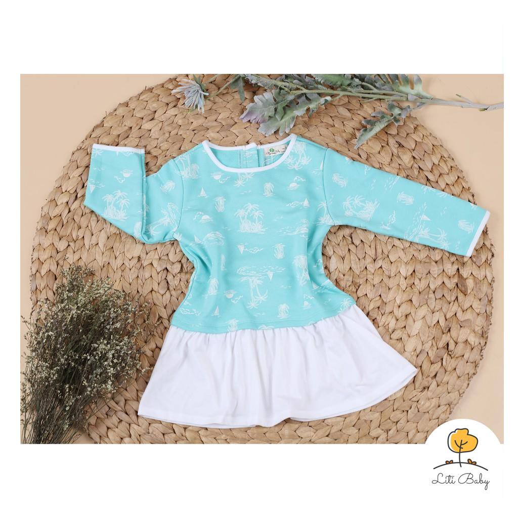 Váy nỉ da cá thu đông phối cotton dài tay họa tiết bé gái size 2-7T, cho bạn từ 11-23kg. Chất nỉ da cá dày dặn, siêu bền