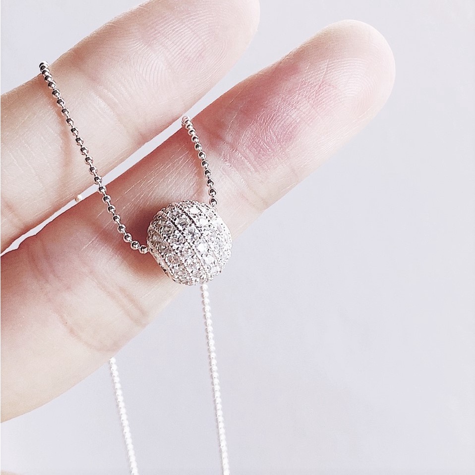 Dây chuyền bạc nữ mặt quả cầu ánh sáng, Vòng cổ bi bạc phong cách thời trang trẻ trung
