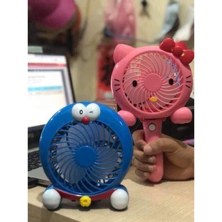 Quạt mini cầm tay doremon- kitty tích điện gấp gọn