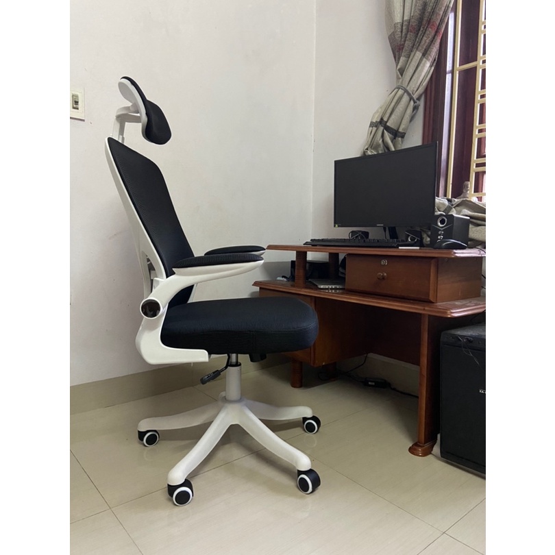 Ghế công sở TMS 03 cao cấp, Ghế lao động xoay cth công sở 360 độ thay đổi và điều chỉnh độ dài có tựa gáy