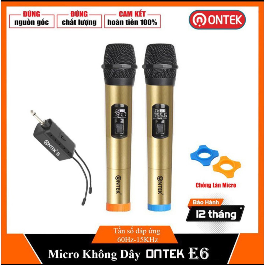 Micro Không dây cao cấp ONTEKCO E6/ E6S chính hãng, chuyên dùng cho Amply, loa kéo - BẢO HÀNH 12 THÁNG