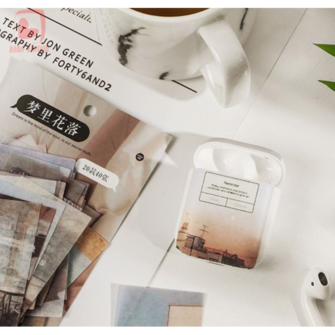 Bộ 40 sticker hình dán Time Letter phong cảnh vintage | BSB027