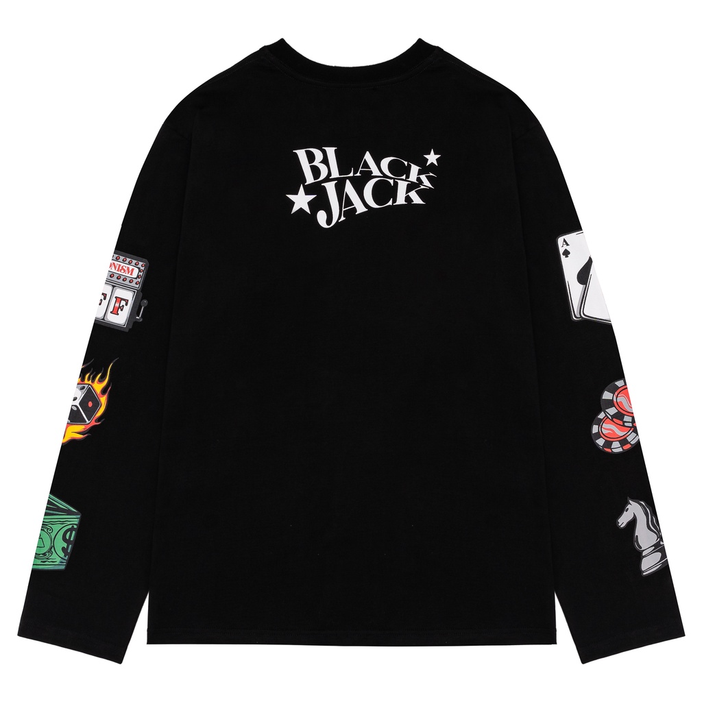 Áo thun Tay Dài Long Sleeve in hình Black Jack Fusionism - Màu Trắng Đen - Unisex - Form Oversize