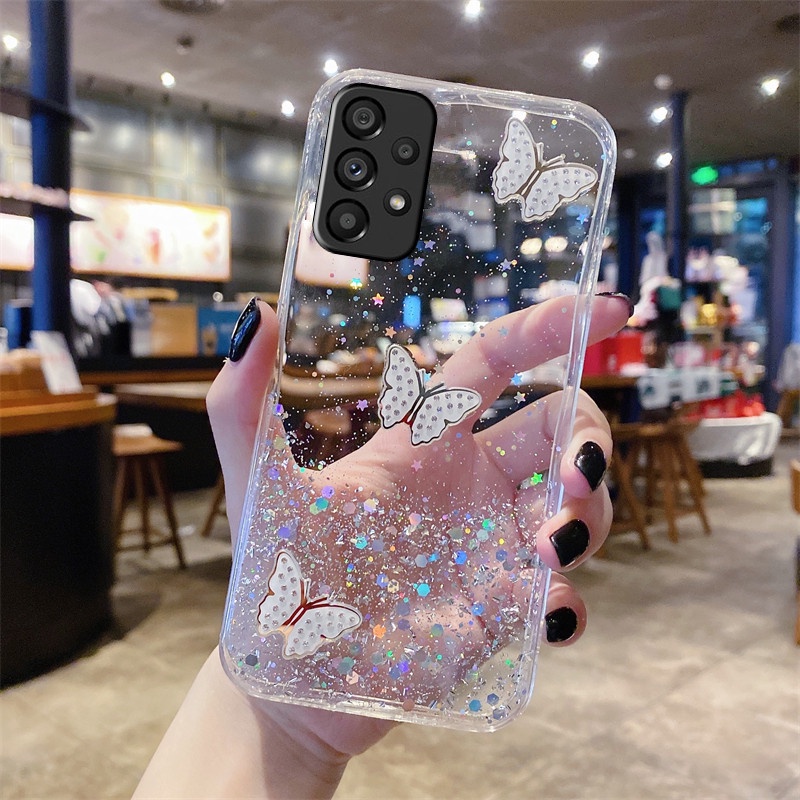 Ốp Lưng Kim Tuyến Đính Hình Bướm Nhiều Mẫu Mã Cho Điện Thoại Samsung Galaxy A53 A33 A73 S22+ S21+ 5G