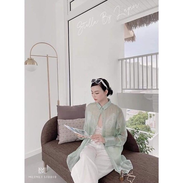 Áo sơ mi nữ Lụa organza Xuyên Thấu Gợi cảm