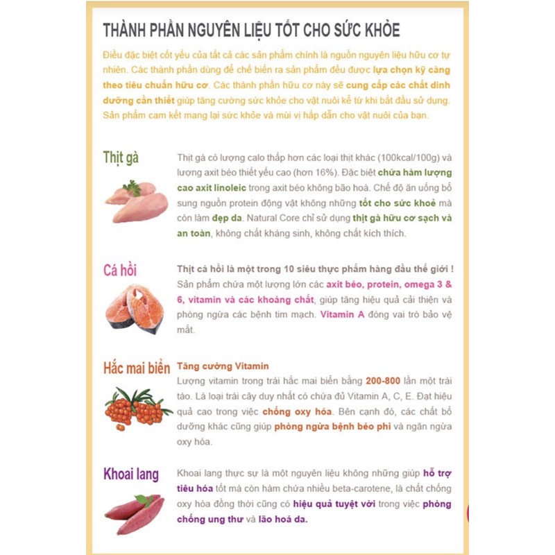 1kg Organic Natural core Thức ăn kiểm soát cân nặng ( giảm cân) cho mèo