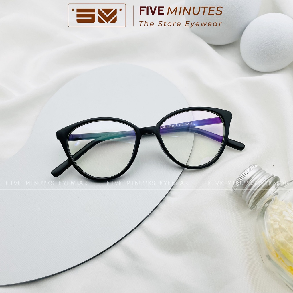 Gọng kính cận nữ, kính mắt mèo nhựa dẻo nhiều màu Fiveminutes 2360 Siêu hot