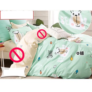 Vải may chăn ga áo gối,gối ôm khổ 2m35 hình chú gấu bắt cá