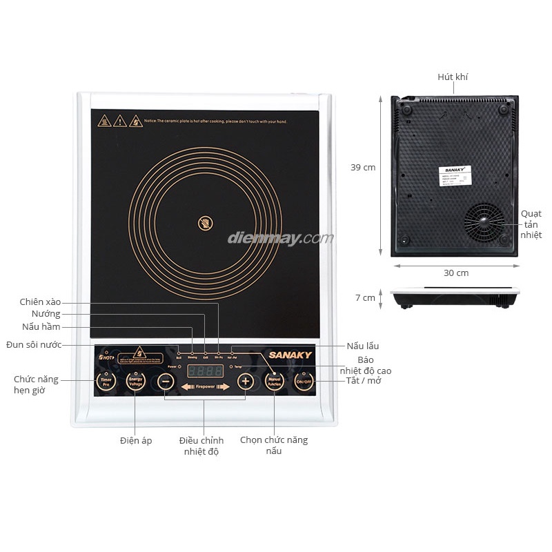 Bếp hồng ngoại Bếp điện từ hồng ngoại không kén nồi Sanay IHC20A an toàn sử dụng