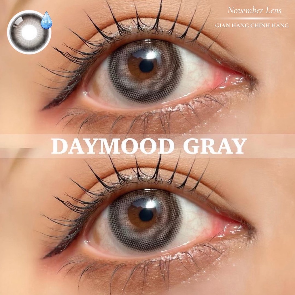 Kính áp tròng xám lạnh ánh bóng DAYMOOD GRAY chất liệu cấp ẩm cho mắt khô và chống tia UV